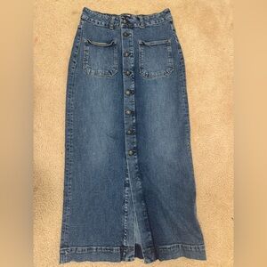 Pilcro Blue Denim Midi Skirt Size 6
